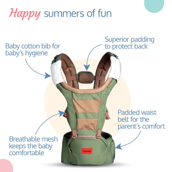 Carry your little one close with comfort and ease using the Luvlap Royal Hip Seat Baby Carrier, providing ergonomic support for longer wearing and hands-free parenting. Available at uSmile.toys." www.usmile.toys